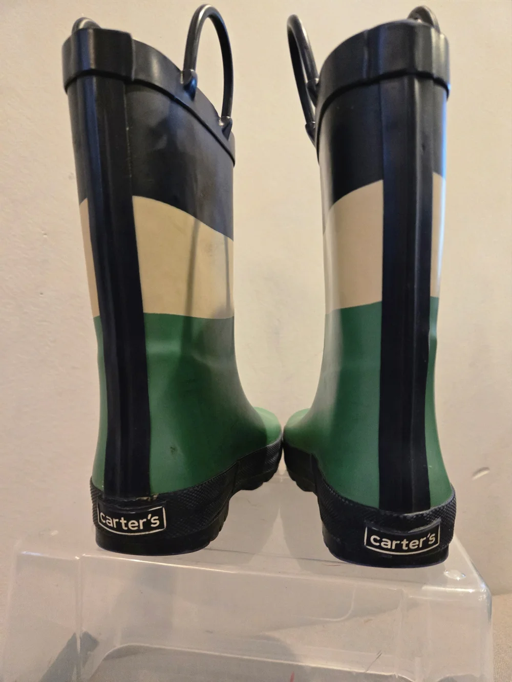 Carter's Green, Cream & Black Kids Rain Boots